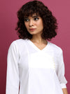 Vishudh White V Neck Angrakha A Line Kurta