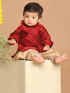 Vastramay Sishu Boys Maroon & Gold-Toned Kurta With Dhoti Pants