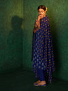 Likha Blue Printed Zari Sequins Work Kurta, Pant & Dupatta LIKSKD167 (Set of 3) - S
