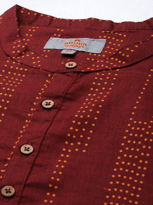 Anouk Men Printed Pure Cotton Straight Kurta