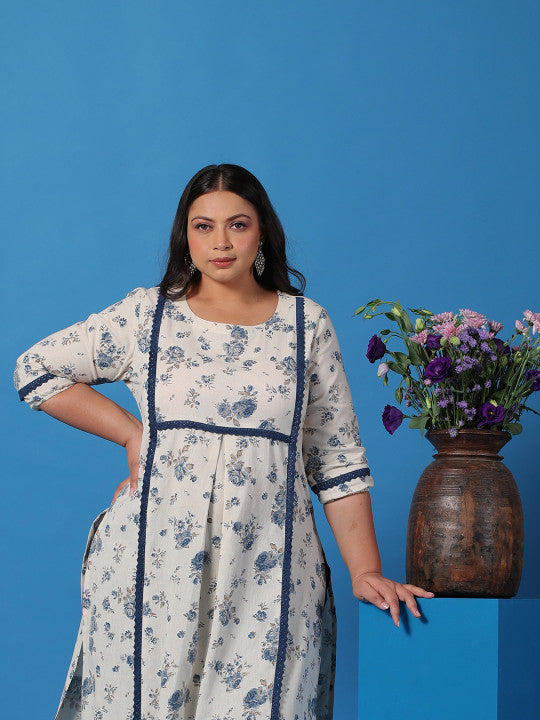 anayna Women Floral Printed Cotton Kurta
