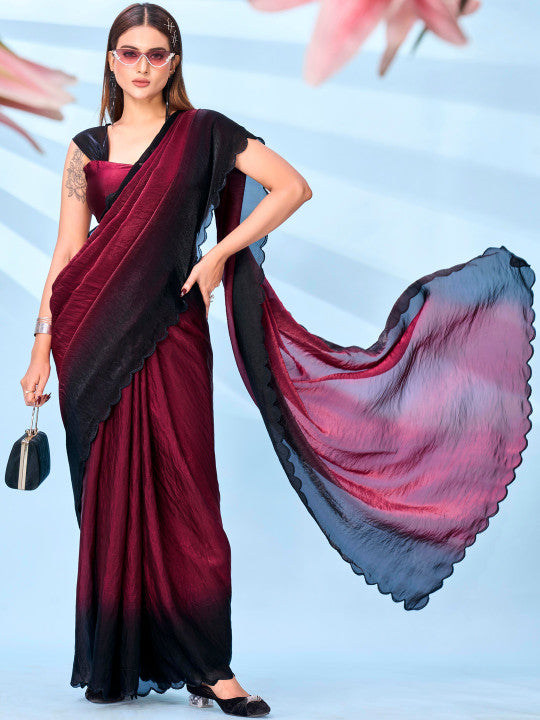 Tikhi Imli Ombre Satin Designer Saree