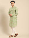 Amodh by Kisah Men Green Kurta (Set of 2)