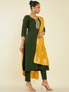 Soch Green Embroidered Zari Kurta with Trousers & Dupatta