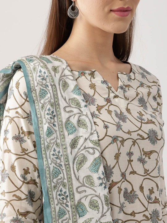 Floral Vine Pure Cotton Kurta Set