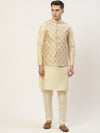 Jompers Men Cream Woven Design Ethnic Nehru Jackets