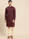 Amodh by Kisah Men Maroon Kurta (Set of 2)