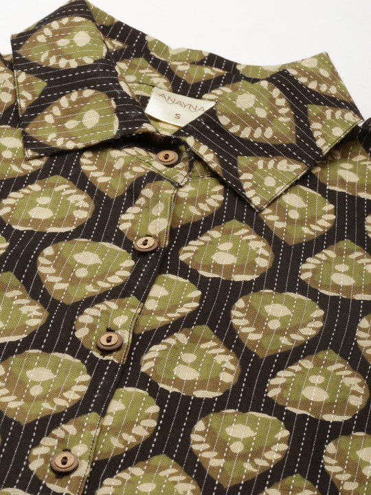 anayna Ethnic Motifs Cotton Shirt Dress