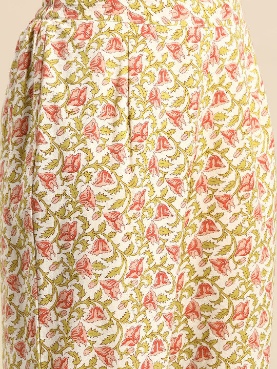 anayna Floral Printed Empire Pure Cotton Kurta with Trousers & With Dupatta