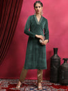 Vishudh Green Neck Band Straight Kurta