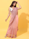Kasee Pink Floral Beads and Stones Net Heavy Work Saree