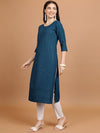 Vishudh Navy Blue Sequinned Embellished Straight Kurta