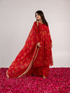 ONEWE INDIA Red Mohina Sharara (Set of 3)