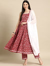 Anayna Floral Printed Empire Pure Cotton Kurta With Trousers & Dupatta