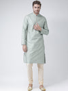 Deyann Men Blue & Cream-Coloured Self Design Kurta with Churidar