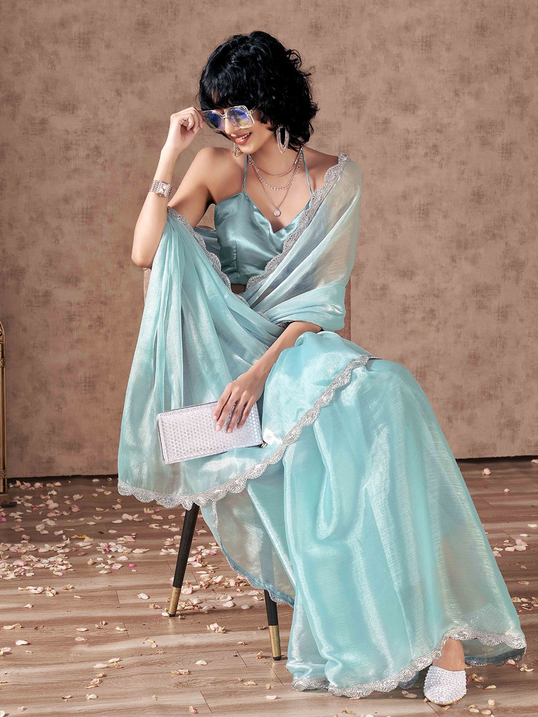 Tikhi Imli Embellished Solid Saree