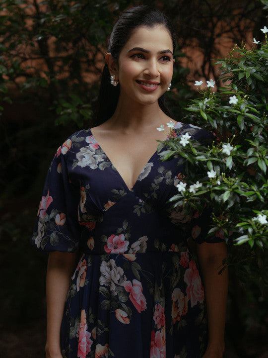 anayna Women Floral Printed Fit & Flare Ethnic Dress