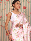 House of Pataudi Floral Printed Satin Saree