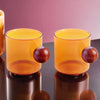 UMAI Borosilicate Glass Coffee Mug with Wooden Handle Set of 2 (120ml) | Amber
