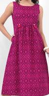 Vishudh Purple Tribal Printed A-Line Midi Dress