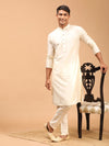 Vastramay Men Cream-Coloured Kurta with Pyjamas