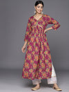 Varanga Women Pink & Orange Floral Printed Sequinned Floral Kurta