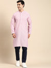 Anouk Striped Mandarin Collar Straight Shimmer Kurta