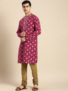 Anouk Men Magenta Ethnic Motifs Printed Kurta