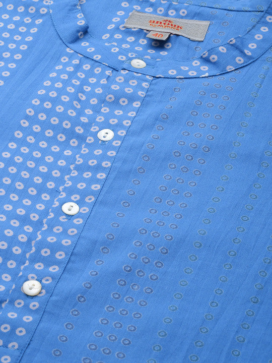 Anouk Men Blue Bandhani Printed Cotton Kurta