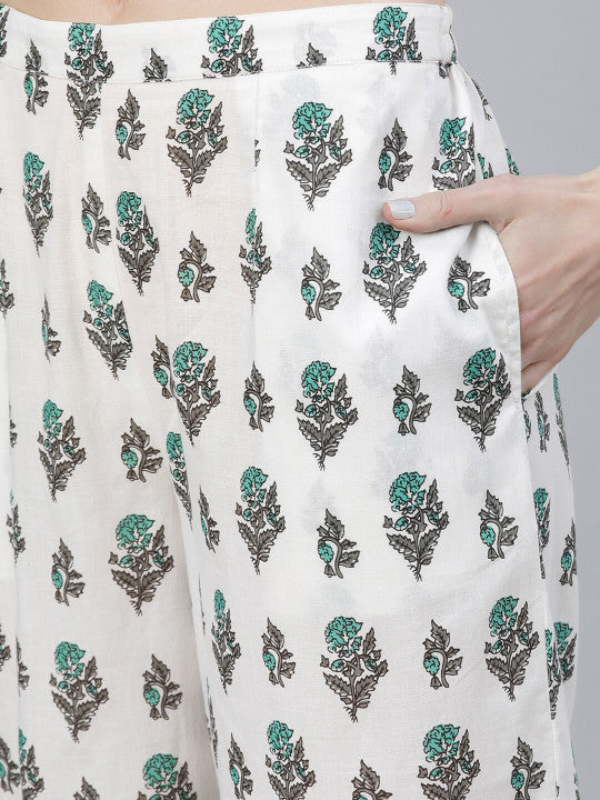 Libas Women Blue Printed Kurta with Palazzos & Dupatta