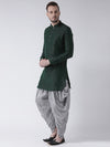 Deyann Men Green & Silver-Coloured Solid Kurta with Patiala