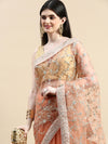 Kasee Floral Embroidered Sequinned Net Saree
