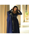 Urbanstree Rumi Navy Blue Anarkali (Set of 3)