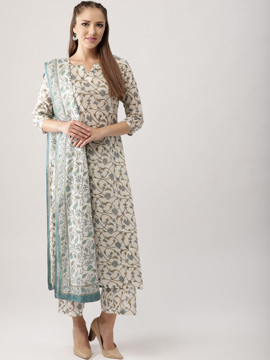 Floral Vine Pure Cotton Kurta Set
