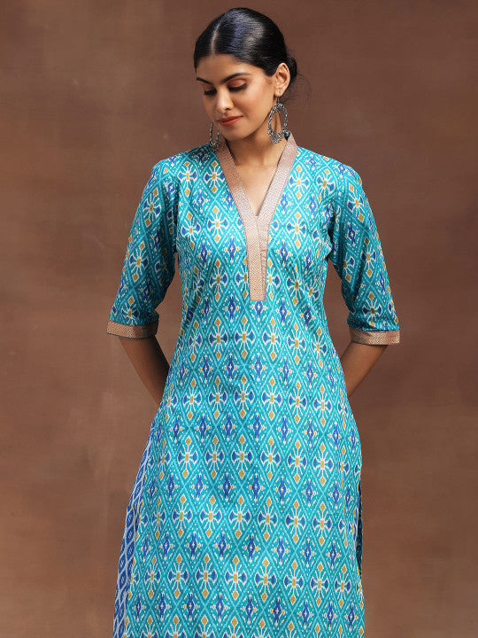 Libas Ethnic Motifs Printed Gotta Patti Pure Cotton Kurta with Salwar & Dupatta