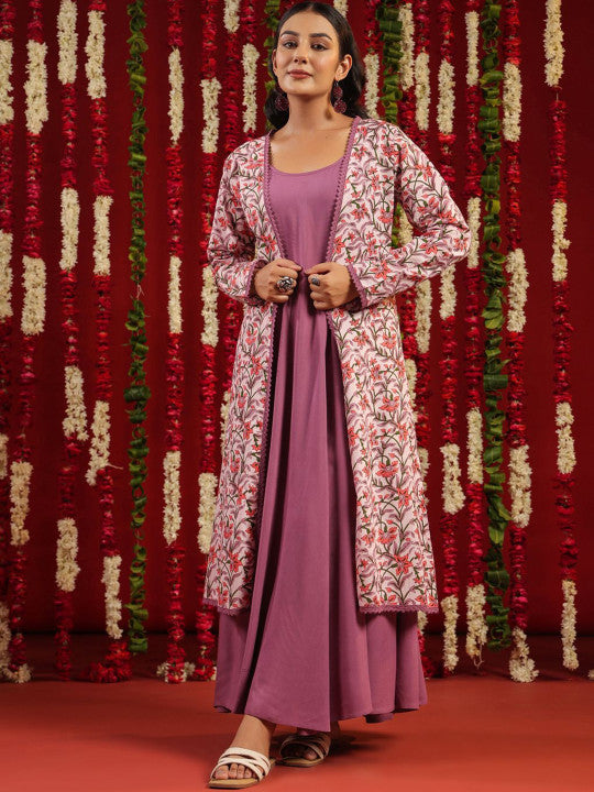 anayna Ethnic Motifs Printed Flared Anarkali Kurta