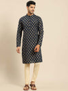 Amodh by Kisah Men Navy Blue Kurta (Set of 2)