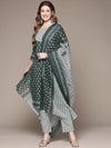 Anubhutee Women Teal Ethnic Motifs Printed Pure Cotton Kurta with Trousers & With Dupatta