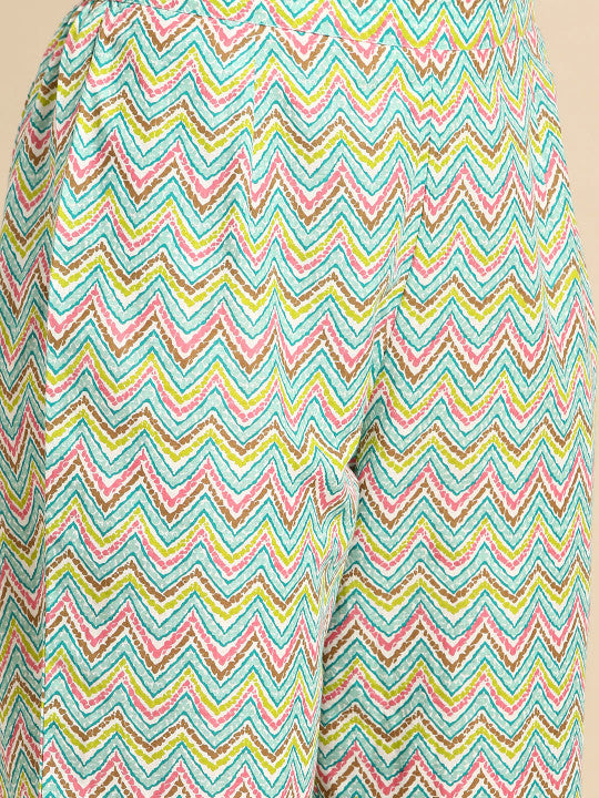 anayna Women Floral Printed Pure Cotton Kurta with Trousers & With Dupatta