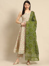 Anayna Women Cream-Coloured Ethnic Motifs Pure Cotton Kurta with Trousers & Dupatta