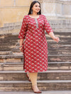 Readiprint Fashions Plus Size Floral Printed Thread Work Floral Strigth Kurta