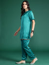 Sangria Satin-Finish Gotta Patti Kurta with Trousers