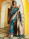 Janasya Floral Woven Design Zari Silk Blend Banarasi Sare