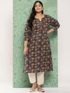 Yufta Plus Size Floral Printed Pure Cotton Kurta - 3XL