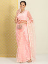 House of Pataudi Floral Embroidered Net Saree