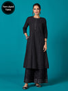 Likha Black Kora Cotton Yarn Dyed Kurta LIKKUR167 - M