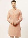 Jompers Men Orange Pure Cotton Floral Embroidered Straight Kurta