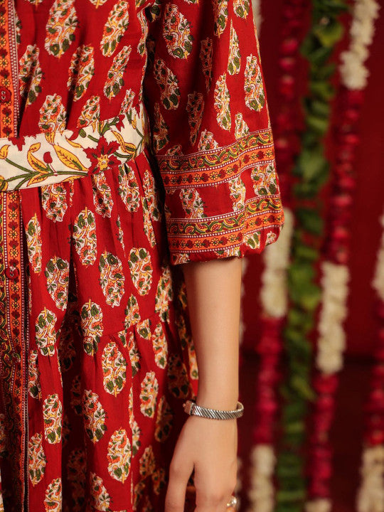 anayna Ethnic Motifs Printed Cotton Shirt Dress