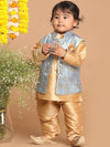 Vastramay Sishu Boys Rose Gold Kurta Set With Nehru Jacket