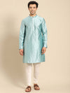 Amodh by Kisah Men Turquoise Blue Kurta (Set of 2)